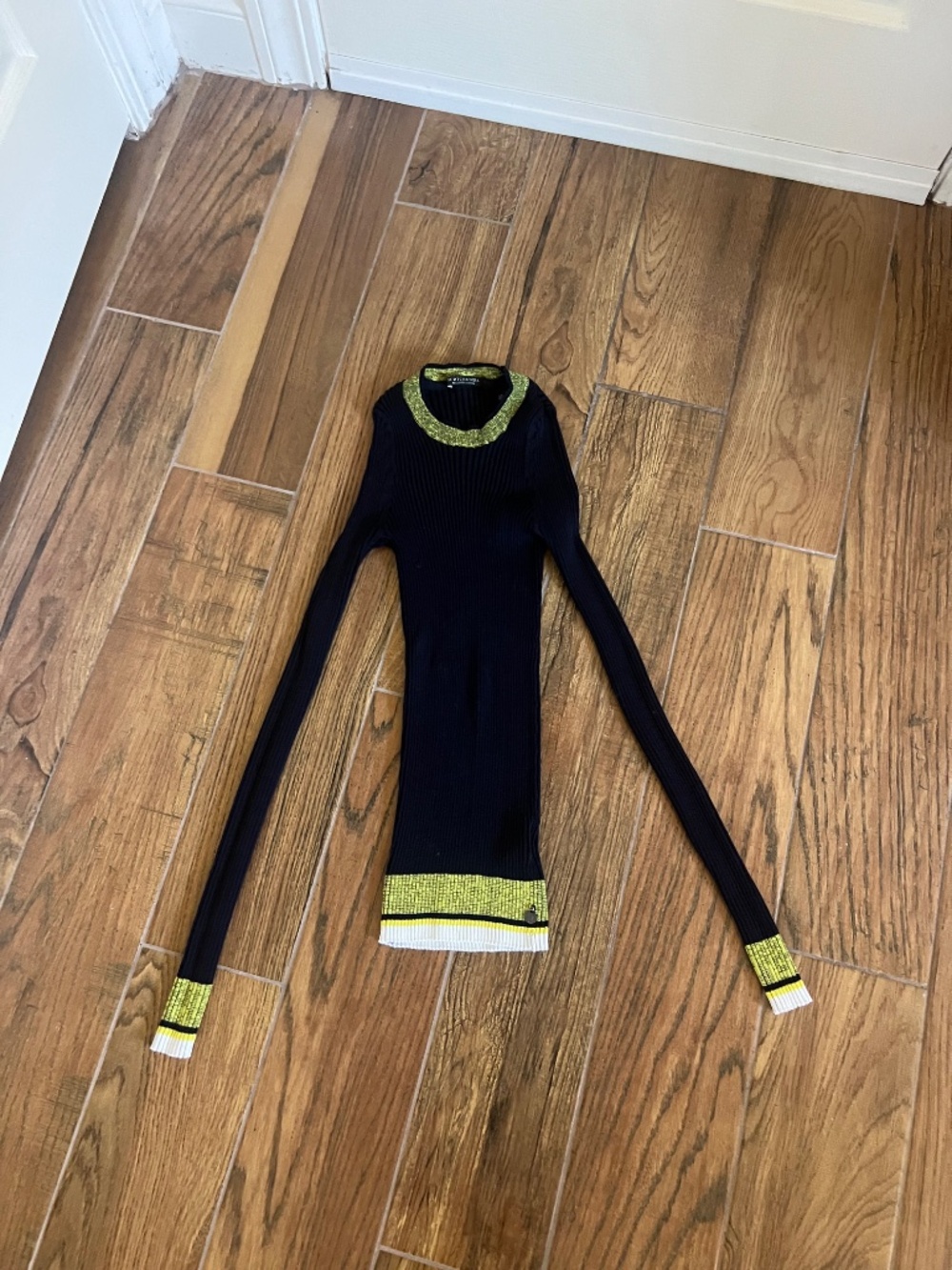 Scotch & Soda Maison Scotch Ribbed Knit Sweater Navy Neon Trim Size 1 - Picture 5 of 5